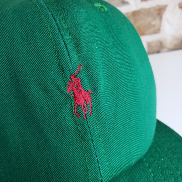 Vintage 1990’s POLO Ralph Lauren RLC Made in USA Green Red Pony Sport Snapback - Picture 6 of 10